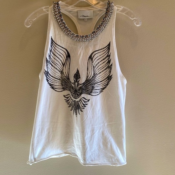 3.1 Phillip Lim Phoenix White Tank Embellished Beaded Jeweled Collar Size XS - Picture 6 of 11